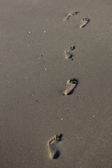 Fußspuren im Sand, Strand, Laufspuren