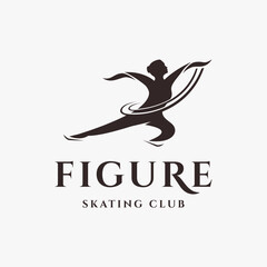 Abstract Women Figure Skating logo vector on white background