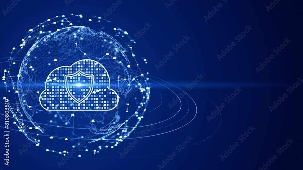 Poster this digital representation highlights a secure cloud computing environment overlaying a global netw