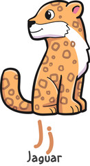 Alphabet shaped jaguar animals cartoon vector