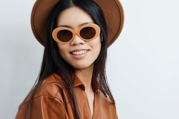 Woman asian sunglasses beautiful cosmetic portrait hair beige beauty model vacations lifestyle...