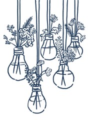flower coloring page, flowers in a light bulb