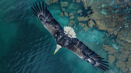Majestic Eagle in Flight Bird's Eye Perspective