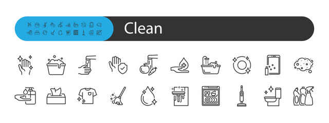 set of clean icons, hygiene, cleaning, housework