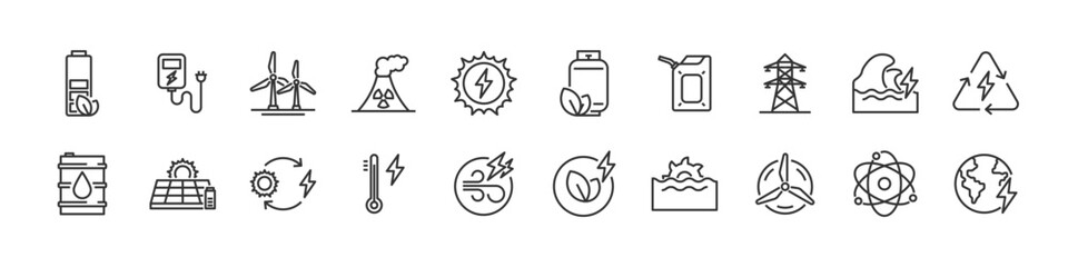 set of sources energy icons, renewable energy, power,