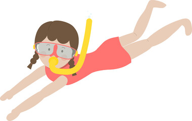 여름 물놀이 수영하는 어린이