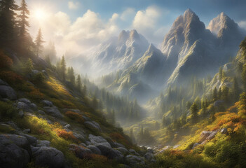 sunrise in the mountains