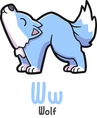 Alphabet shaped wolf animals cartoon vector
