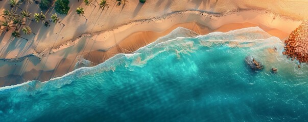 Naklejka premium Aerial Drone view of a Beach in Dubai, United Arab Emirates.