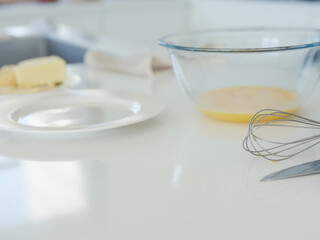 home work in white modern kitchen