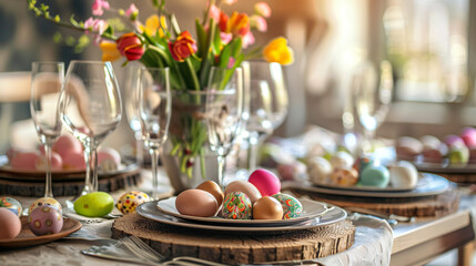 Festive table setting for Easter celebration