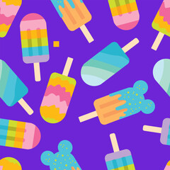 pattern with colorful ice cream on a stick