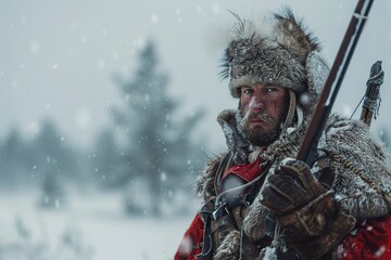 Obraz premium Sami Warrior in Fur Hat