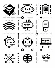 Artificial Intelligence Line Editable Icons set Vector illustration in modern thin line style icons of AI technology and possibilities
