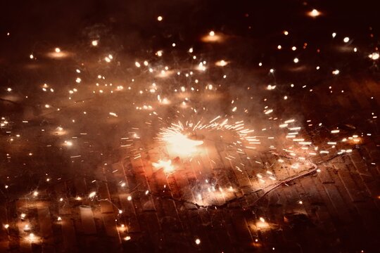 Motion picture of a chakkar cracker was sparkling fast
