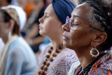 Obraz premium group of religious citizens gathered in celebration of Freedom Day.