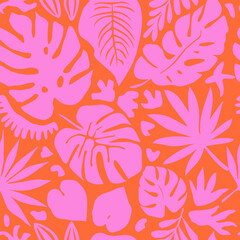 Monstera leaves seamless pattern, hand drawn tropical botanical, spring and Summer time, green style, natural ornaments for textile, fabric, wallpaper, background. © Udomdech