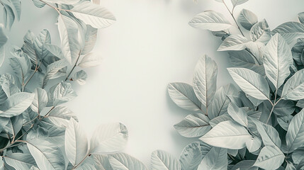 Nature background, abstract white frame in the leaves with copy space