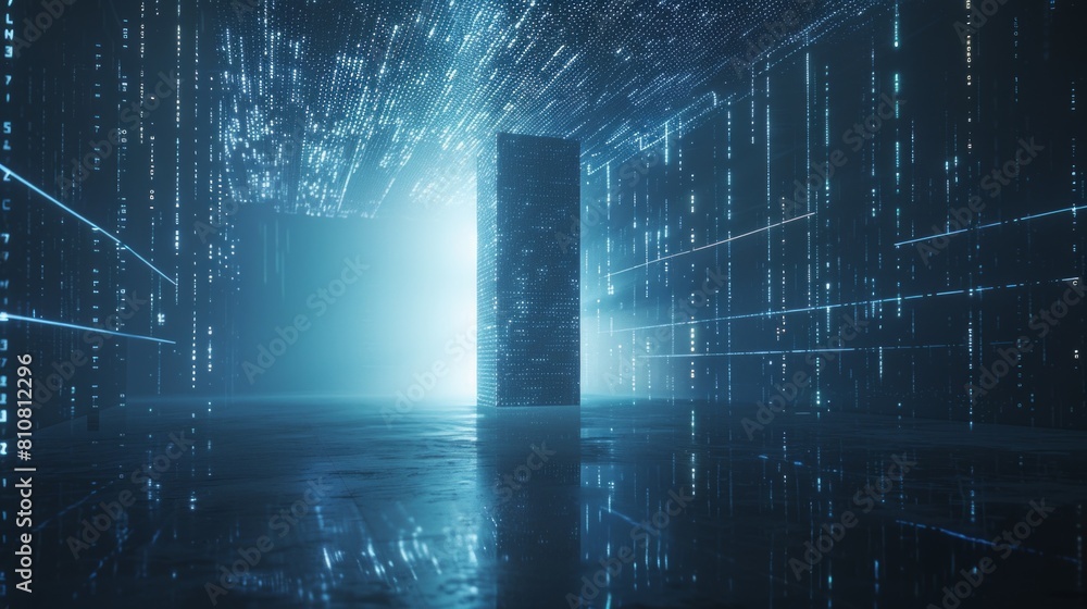 Aufkleber isolated cyber tower radiating secure data in serene digital environment