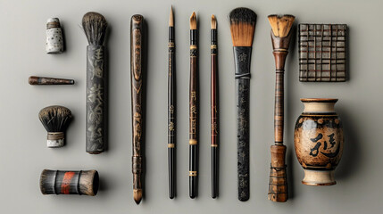 Traditional Asian Calligraphy Brushes and Supplies