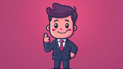 Obraz premium Cartoon Character of Professional in Suit Showing Approval