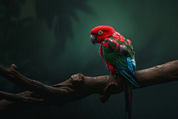 Obraz premium Vibrant Australian Rainbow Parrot Perched on a Branch