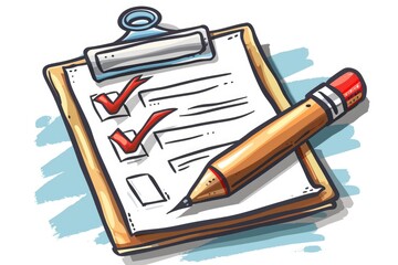 Colorful Checklist with Pencils on White Background