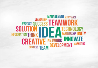 Idea, Teamwork, Success. Wall Decal, Office Wall Branding,  Vector Typography