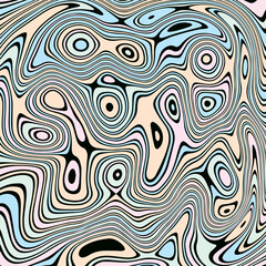 ABSTRACT ILLUSTRATION MARBLED TEXTURE LIQUIFY PSYCHEDELIC PASTEL SOFT COLORFUL DESIGN. OPTICAL ILLUSION DARK BACKGROUND VECTOR DESIGN
