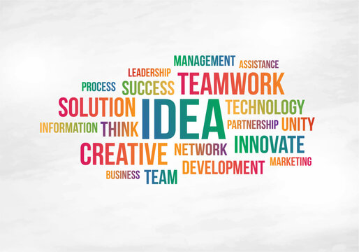 Idea, Teamwork, Success. Wall Decal, Office Wall Branding,  Vector Typography