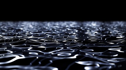Fototapeta premium Sparse, delicate lines floating in a sea of shimmering black, abstract , background