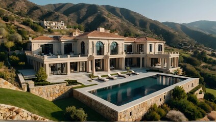 Mansion in the Hills Live the high life in a palatial mansion nestled in the scenic hills, complete with breathtaking views, a personal chef, and an infinity pool overlooking the landscape.