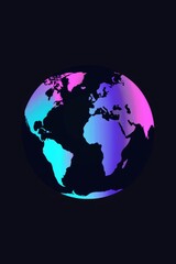 Digital Artistic Representation of Earth with Neon Glow