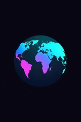 Digital Artistic Representation of Earth with Neon Glow