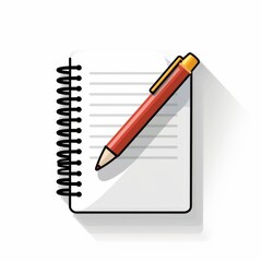 Notepad and Pencil on White Background Illustration