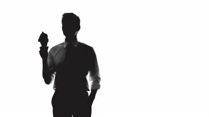 Black Silhouette of a Businessman with Ice Cream