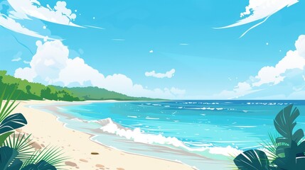 Serene Beach Scene with Clear Blue Waters