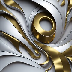 waves abstract background with gold and gray 