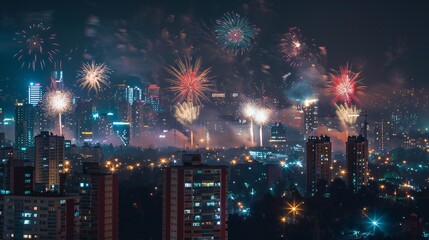 Obraz premium fireworks over a city