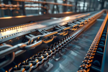 Bullet chain on an industrial conveyor