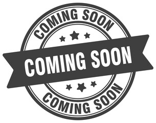 coming soon stamp. coming soon label on transparent background. round sign
