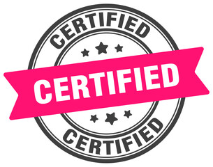 certified stamp. certified label on transparent background. round sign