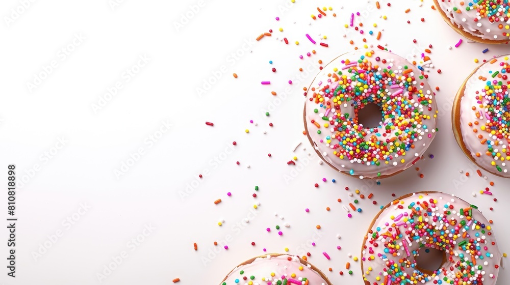 Poster it s donut day check out these vibrant donuts with colorful sprinkles each with three playful bites 