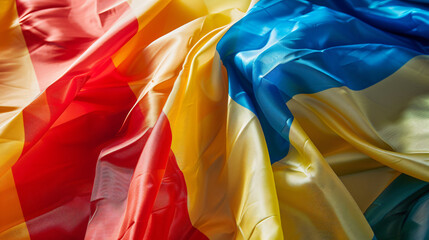 Flags of LGBT and Russia as background closeup