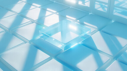 Modern minimalist blue flooring with symmetrical square design