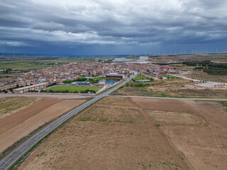 Fustiñana, Navarra. Stormy day. NA-126 Highway