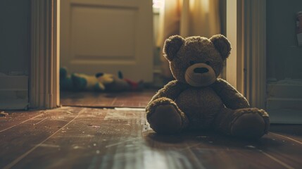 On International Missing Children s Day a Teddy bear rests forlornly on the floor embodying a sense of solitude