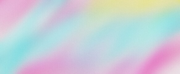 Obraz premium Beautiful color gradient background with noise. Abstract pastel holographic blurred grainy gradient banner background texture Colorful digital grain soft noise effect, Vintage, Retro.