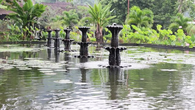 Tropical fountains in tirta gangga.