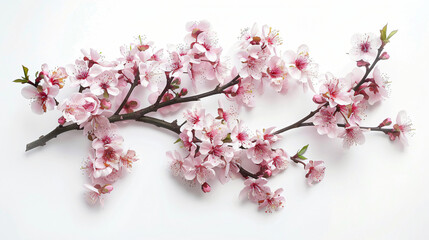 Flowers of blooming tree on white background
